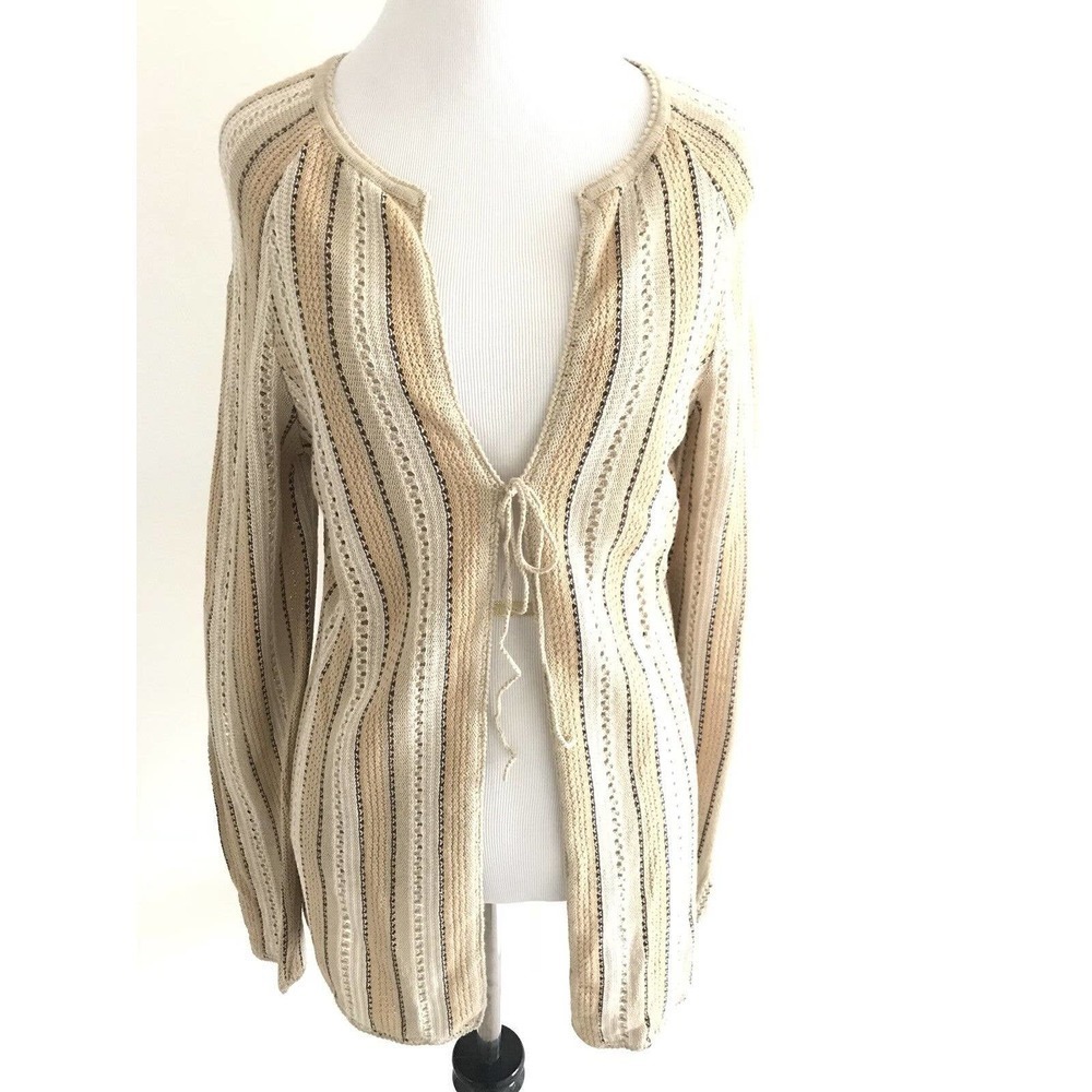 Pendleton | Womens Size XS Brown Knit Swing Linen Blend Sweater Cardigan Crochet